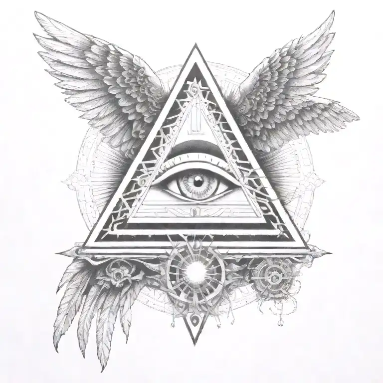 Filigree All Seeing Eye Pyramid Wings In Background Anunnaki Tribal
