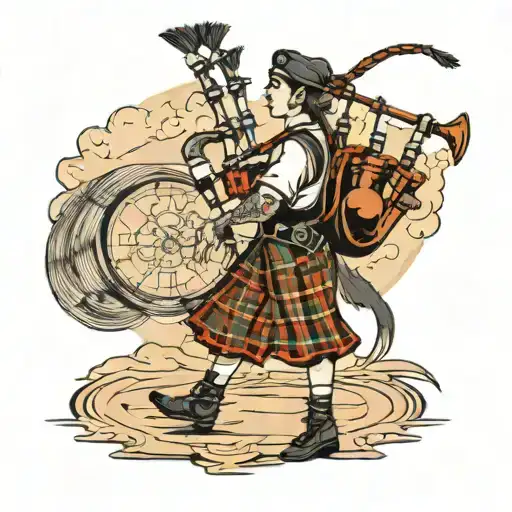 Female Bagpiper Walking Away