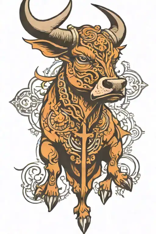 Bull Tatto With Cross