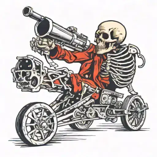 Headless Skeleton Shooting His Own Head Out Of A Cannon