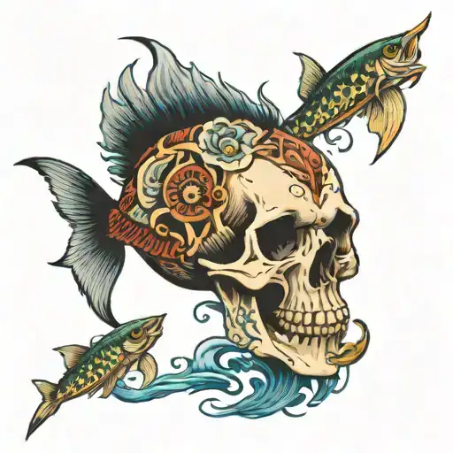 Skull And Fish Jumping
