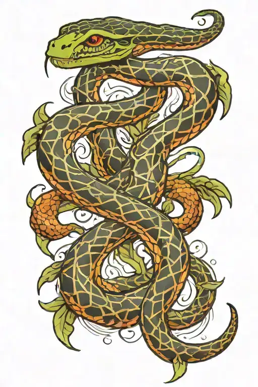 Trident Scythe Snake Coiled