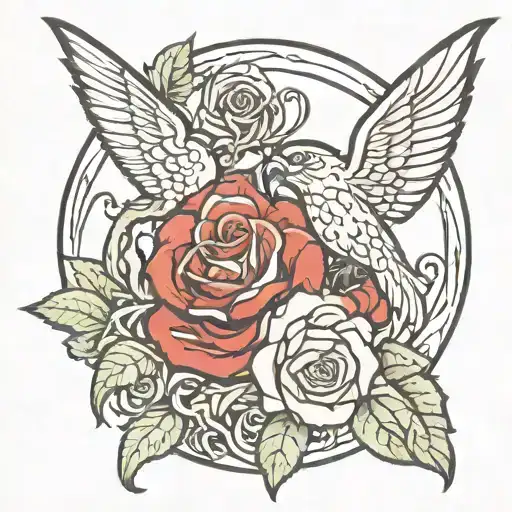 Animal And Roses Intertwined