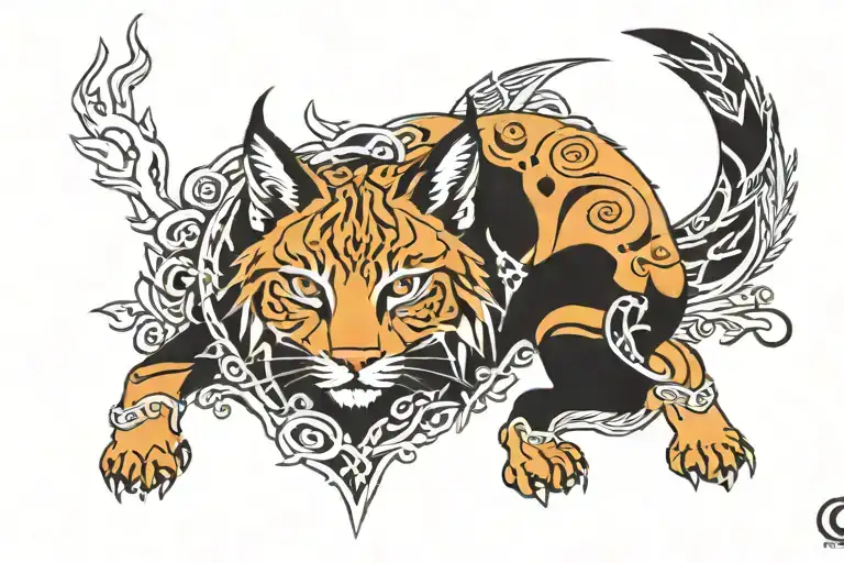 Lynx With Nordic Runes