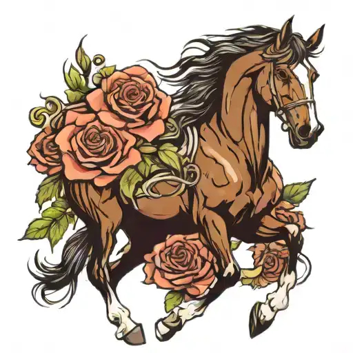 Roses And Horse Galloping