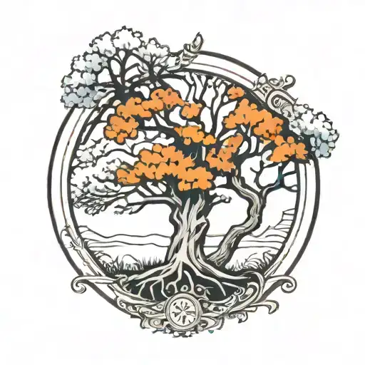 Circle With Oak Tree Inside