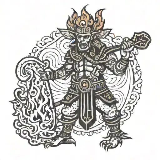 Costume Standing With A Fire