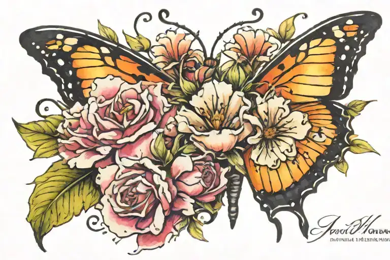 Flowers And Butterfly Watercolor Art