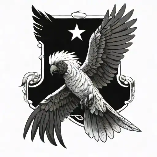 Black Cockatoo Flying With A White Crested Cockatoo