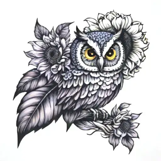 Realism Owl Lavender Sunflower