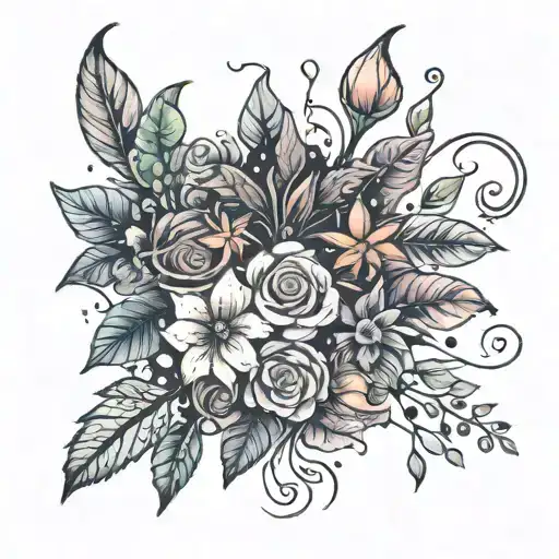 Bouquet Made Or Stars And Nebulas Morphing With Wild Vines Forming A Galaxy