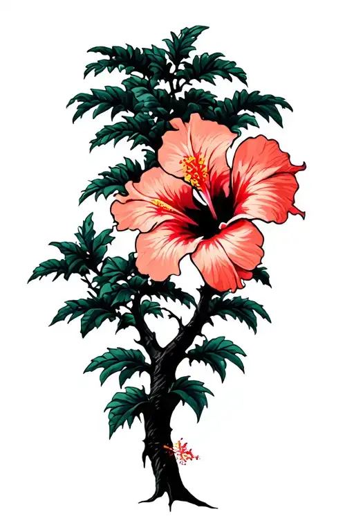 Hibiscus And Tree