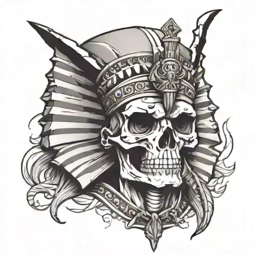 Pharaoh Skull For Shadow And Design Drawing Method