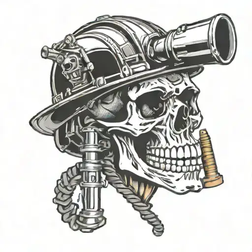 Driller Skull With Hard Hat & Cap Lamp With Drill Bit As A Cigar