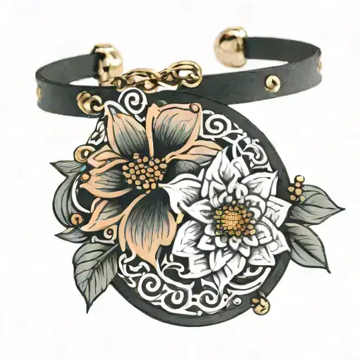 Dhalia Flower And Black Bracelet