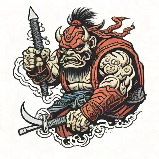 A Red Ogre Samurai