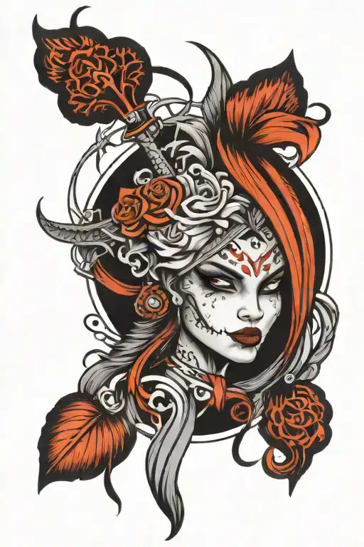 Jinx From Arcane Tattoo Design Black Grey
