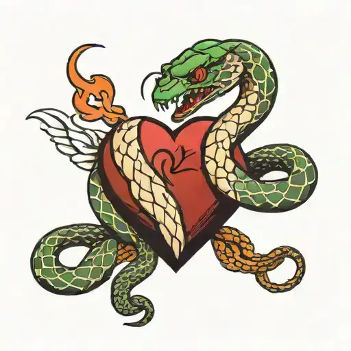 Angry Snake Wrapped Around A Heart