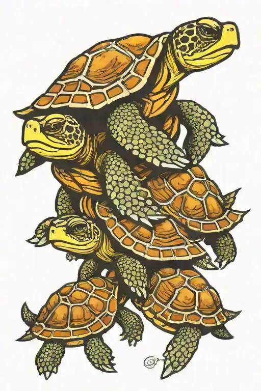 Mama Turtle With 3 Baby Turtles