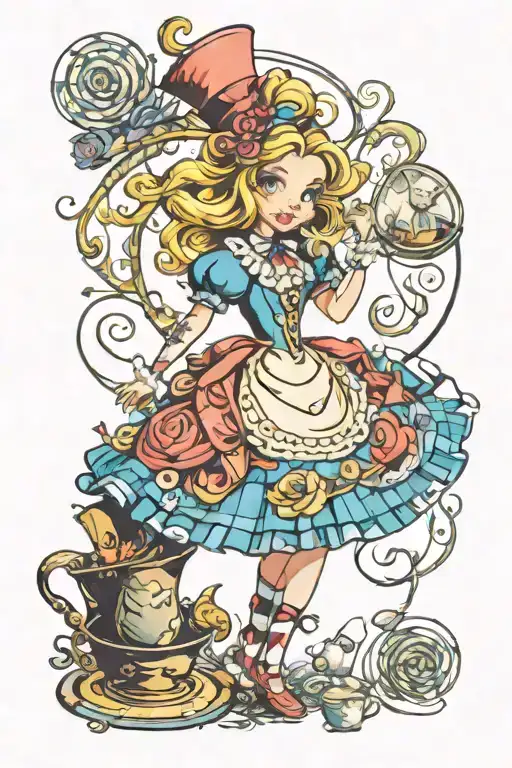 Alice In Wonderland Fall Disney Cartoon Characters Spiral Colour