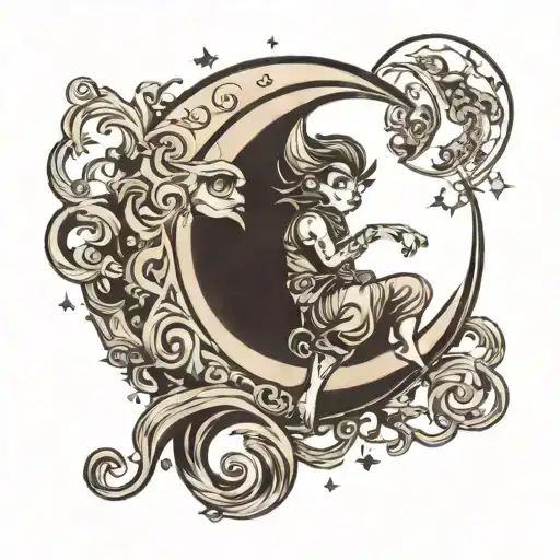 Cartoon Character In The Shape Of A Moon