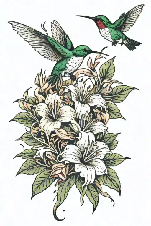 Honeysuckle And Humming Bird