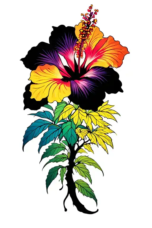 Hibiscus And Tree And Psychedelic