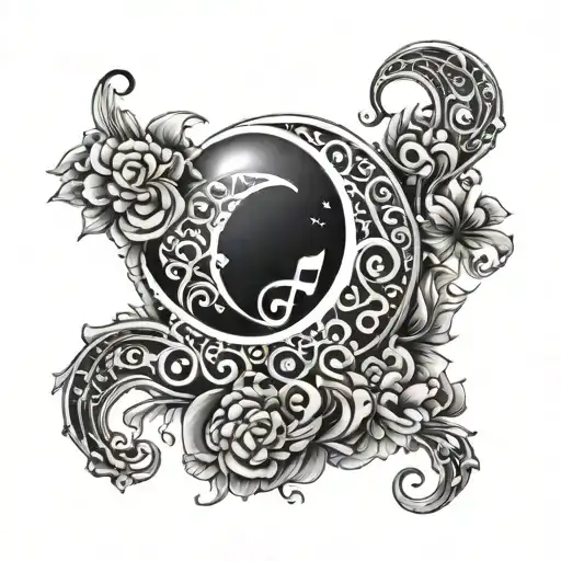 Crescent Moon With Musical Notes