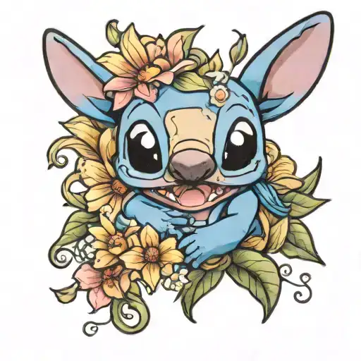 Stitch With Daisy And Sweet Pea Flowers