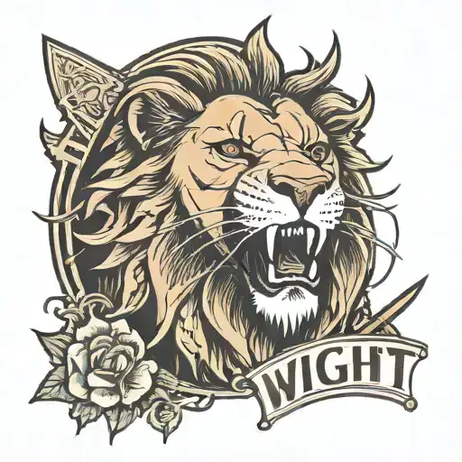 Lion With A Cut Eye And The Cn Tower And The Word Wright At The Bottom