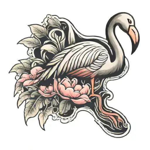 Footprint With Flamingo Inside