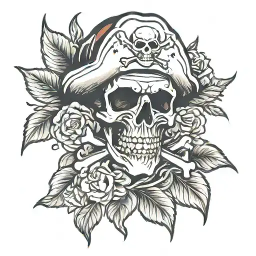 Pirate Skull With Begonia