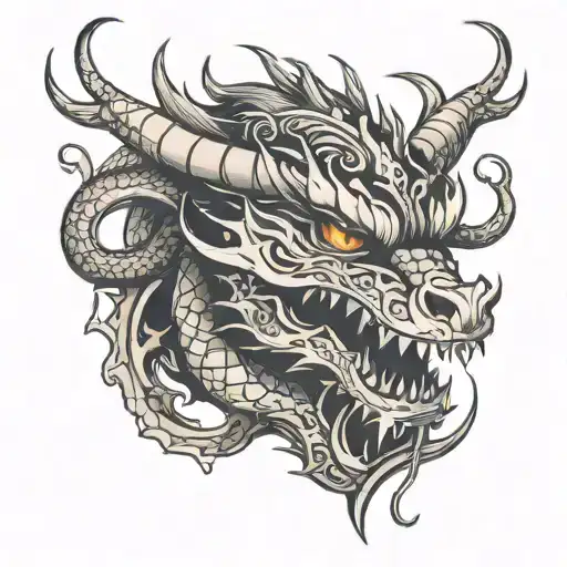 Dragon Head Spine Tat With The Words