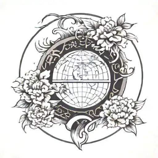 Japanese Style With A Globe And Roman Numerical