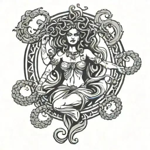 Libra Goddess Medusa Posing