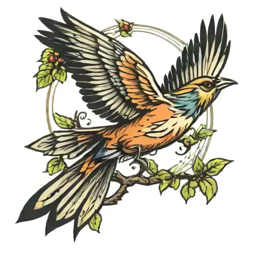 Flying Bird In The Tree