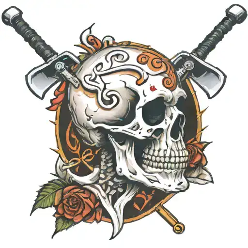 Skull With Two Crutches