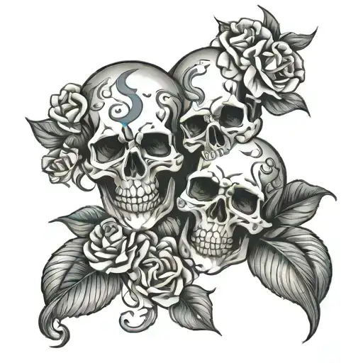 Zodiac Sign Gemini On Hand Skull