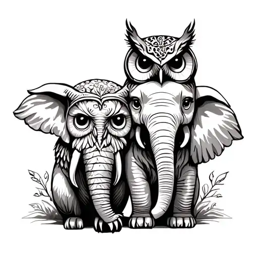 Owl And Elephant Friends
