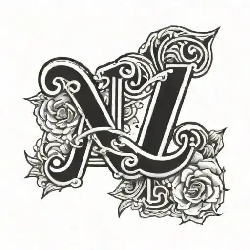 A And N Letter Black And White