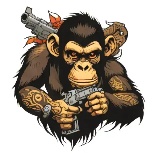Ape Holding Gun
