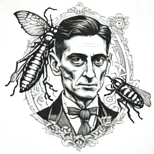 Franz Kafka Portrait With A Bug For A Tie