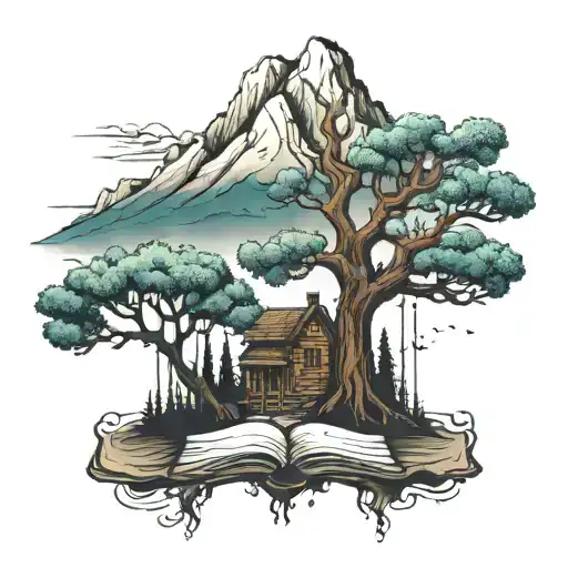 Textbook And Tree And Mountain