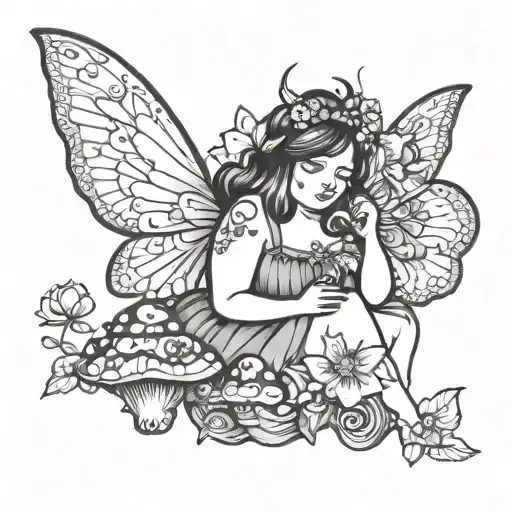 Plus Size Fairy With Mushrooms