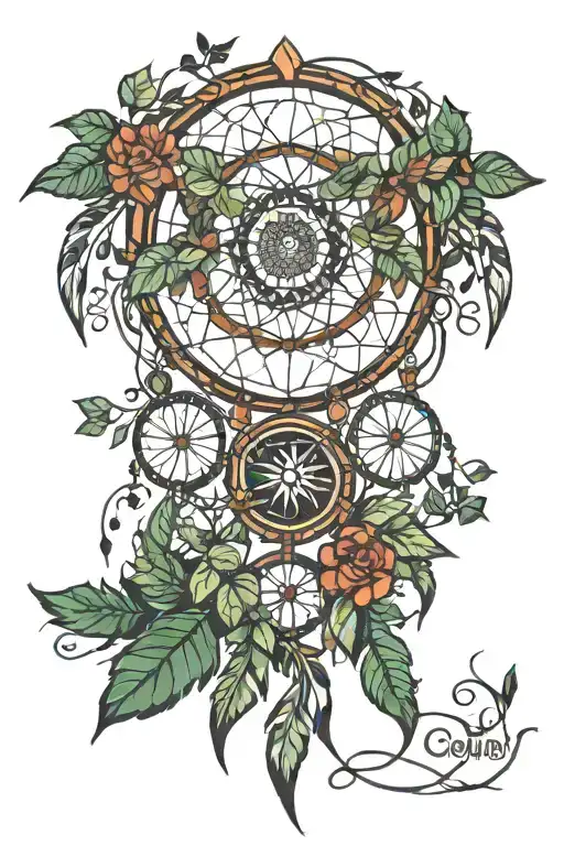 Native American Geometric Dreamcatcher With Ivy Vines
