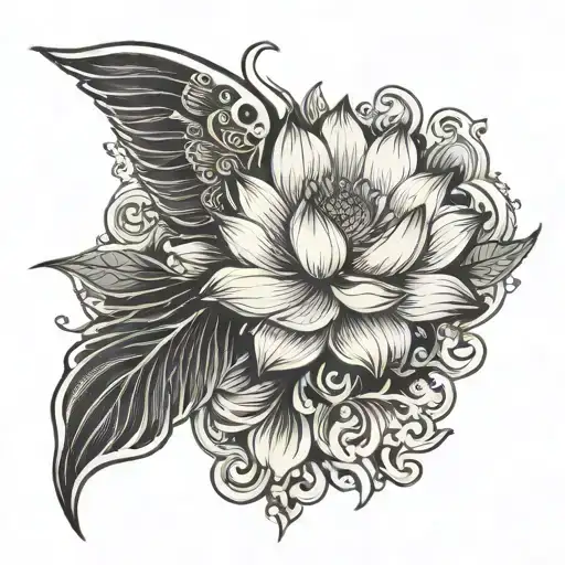 Lotus And Wings Tattoo For Men Arm