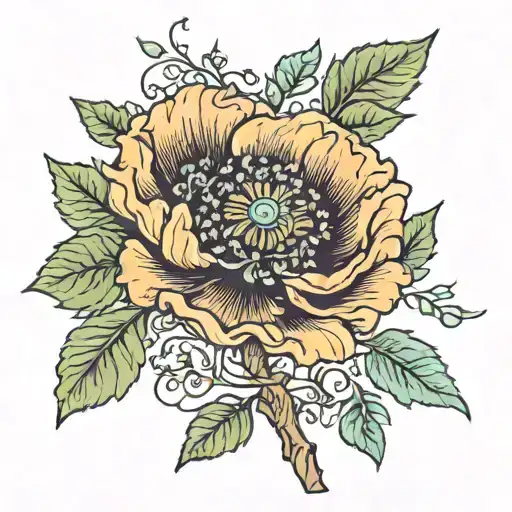 Poppy Flower Olive Tree Key And The Name Areej