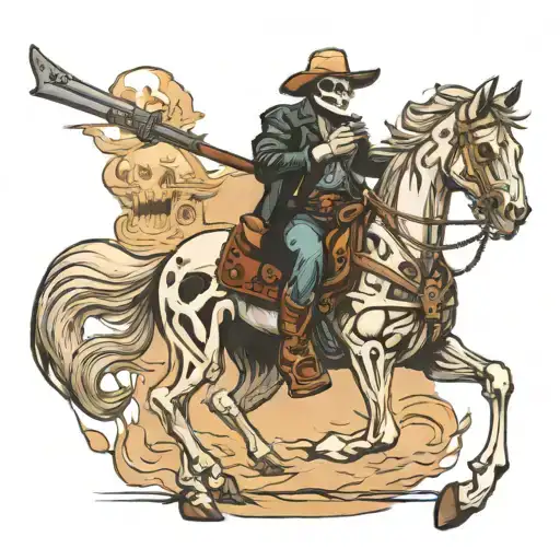 Skeleton Cowboy About To Gunfight