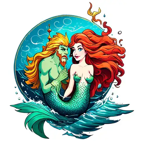 The Little Mermaid And King Triton