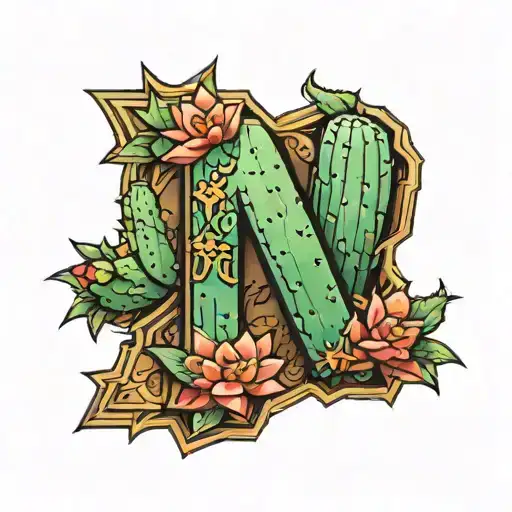 A Letter M With Cactus Skin 3D